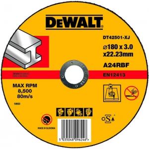 Круг отрезной по металлу для УШМ, 180x22,2x3 мм, тип 1 (плоский), DEWALT, DT 42501