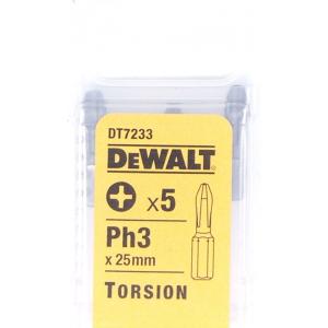 Бита Torsion для шурупов со шлицем Philips, Ph3 x 25 мм, 5 шт., DEWALT, DT 7233
