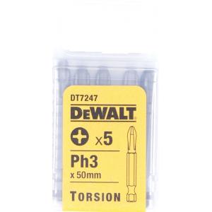 Бита Torsion для шурупов со шлицем Philips, Ph3 x 50 мм, 5 шт., Extra Grip, DEWALT, DT 7247