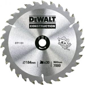 Диск пильный SERIES 30 по дереву 184х16 мм, 30 зубьев, DEWALT, DT 1151