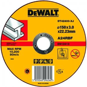 Круг отрезной по металлу для УШМ, 150x22,2x3 мм, тип 1 (плоский), DEWALT, DT 42400