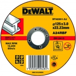 Круг отрезной по металлу для УШМ, 125x22,2x3 мм, тип 1 (плоский), DEWALT, DT 42301