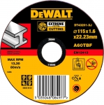 Круг отрезной по металлу для УШМ, 115x22,2x1,6 мм,EXTREME, тип 1 (плоский), DEWALT, DT 43201