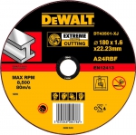 Круг отрезной по металлу для УШМ, 180x22,2x1,6 мм,EXTREME, тип 1 (плоский), DEWALT, DT 43501