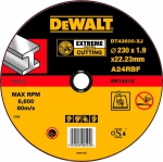 Круг отрезной по металлу для УШМ, 230x22,2x1,6 мм,EXTREME, тип 1 (плоский), DEWALT, DT 43600