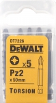 Бита Torsion для шурупов со шлицем Pozidriv, Pz2 x 50 мм, 5 шт., DEWALT, DT 7226