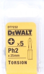 Бита Torsion для шурупов со шлицем Philips, Ph2 x 25 мм, 5 шт., DEWALT, DT 7232