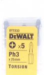 Бита Torsion для шурупов со шлицем Philips, Ph3 x 25 мм, 5 шт., DEWALT, DT 7233