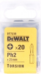 Бита Torsion для шурупов со шлицем Philips, Ph2 x 25 мм, 20 шт., DEWALT, DT 7238